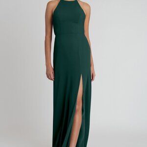 NWT Jenny Yoo Kaia Floor Length Pebbled Crepe Bridesmaid Dress. Halter. Slit